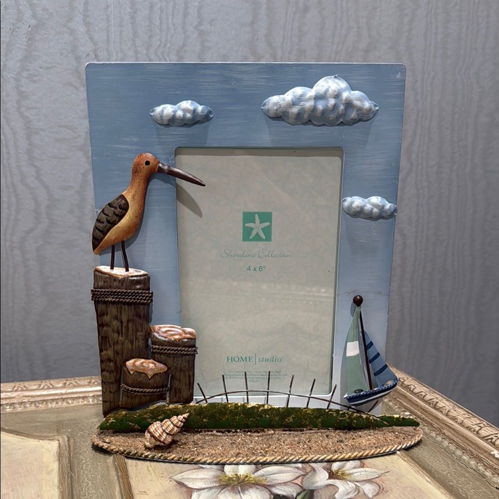 Home Studio Shoreline Collection 3D Photo Frame 4x6 Beach Sailboat Pier Bird